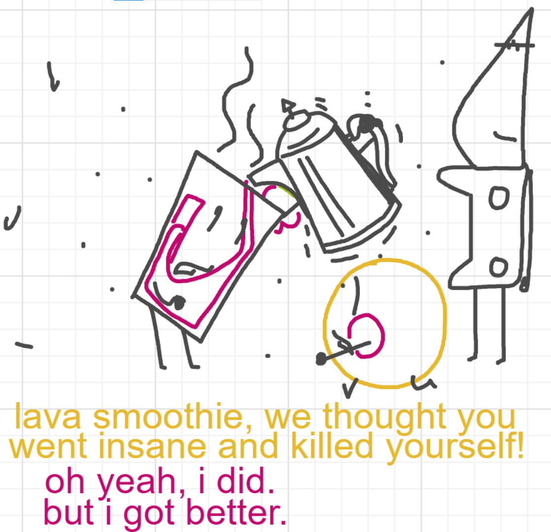 A panel from I've Been Everywhere, Man, episode nine of the Board Boards object show by Furretwalk/WalkingFurret.